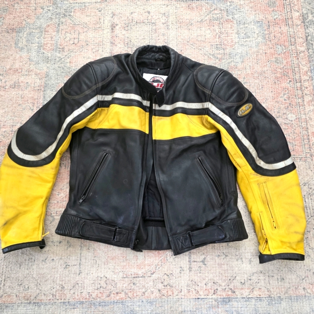 Vintage HJC Motorcycle Leather Jacket size 46 Large